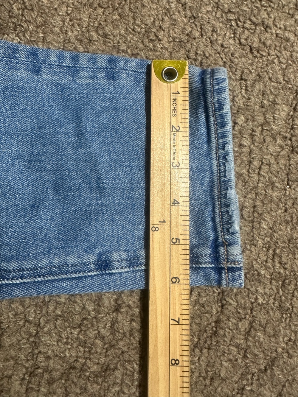 American Eagle Mom Straight Jeans Womens Sz 2 X-Long Blue Light Wash Distressed - Picture 15 of 15